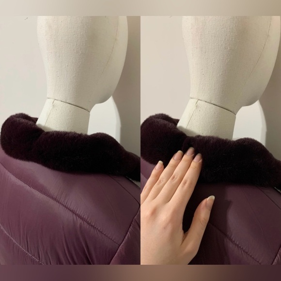 Via Spiga Reversible Plum Faux Fur / Puffer Coat - Picture 17 of 17
